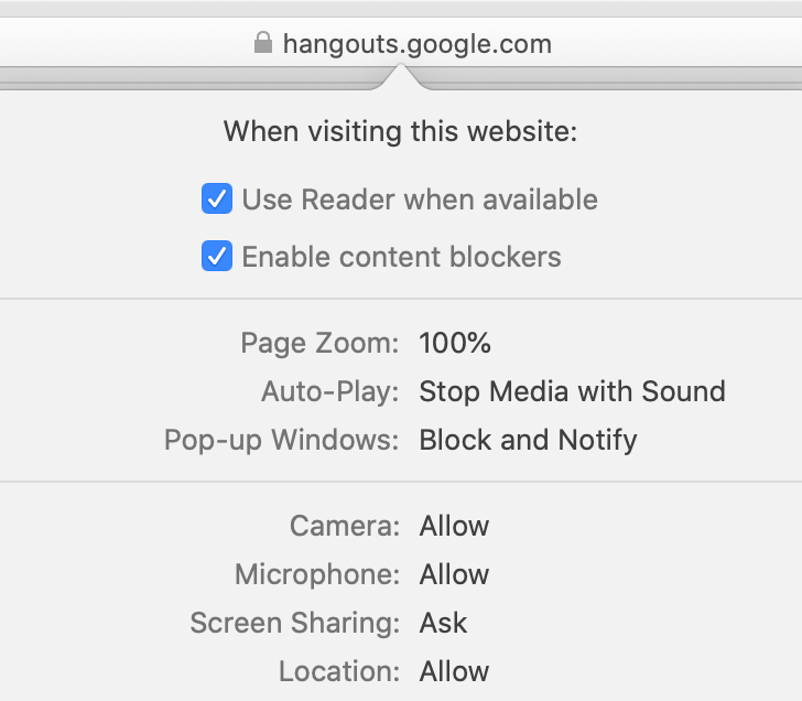 turn on webcam for google hangouts mac